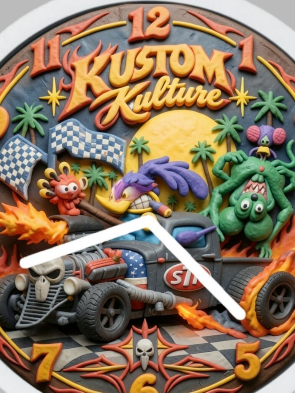 Bottoms Up Kustom Kulture Halloween Rat Fink And Angry Bird Hot Rod.